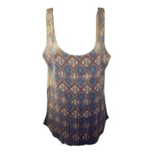Area Womens Geometric Sequin Rayon‎ Sleeveless Blouse Tank Top Multicolor Size S